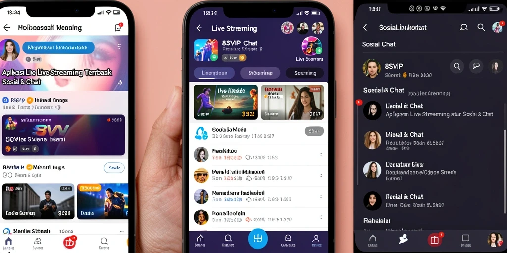 Antarmuka 8SVIP dengan fungsi Live Streaming yang menarik.