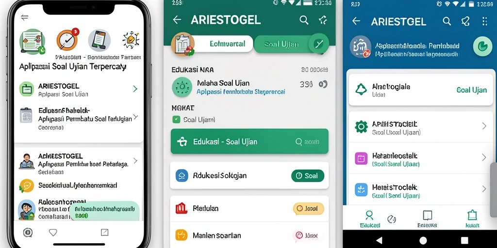 Antarmuka ARIESTOGEL yang intuitif dengan soal ujian.