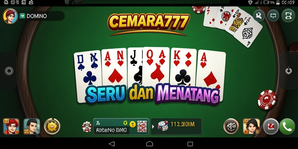 Antarmuka seru game Domino CEMARA777 dengan berbagai fitur menarik.
