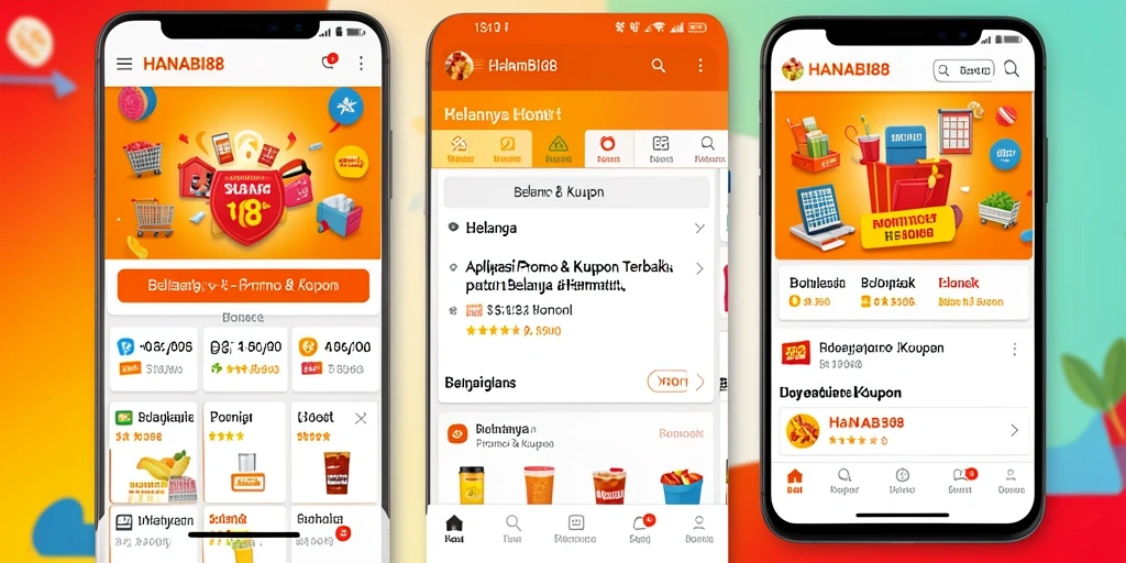 Tampilan antarmuka aplikasi HANABI88 dengan kupon diskon yang menarik.